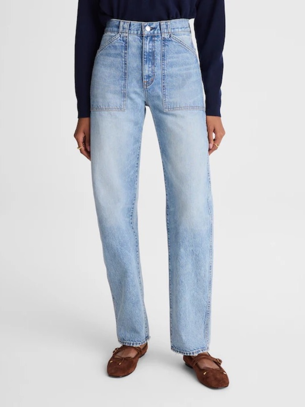 NWT Madewell Balloon Jean Raebrook Wash Utility Denim 28P 28 Petite $148 NY439